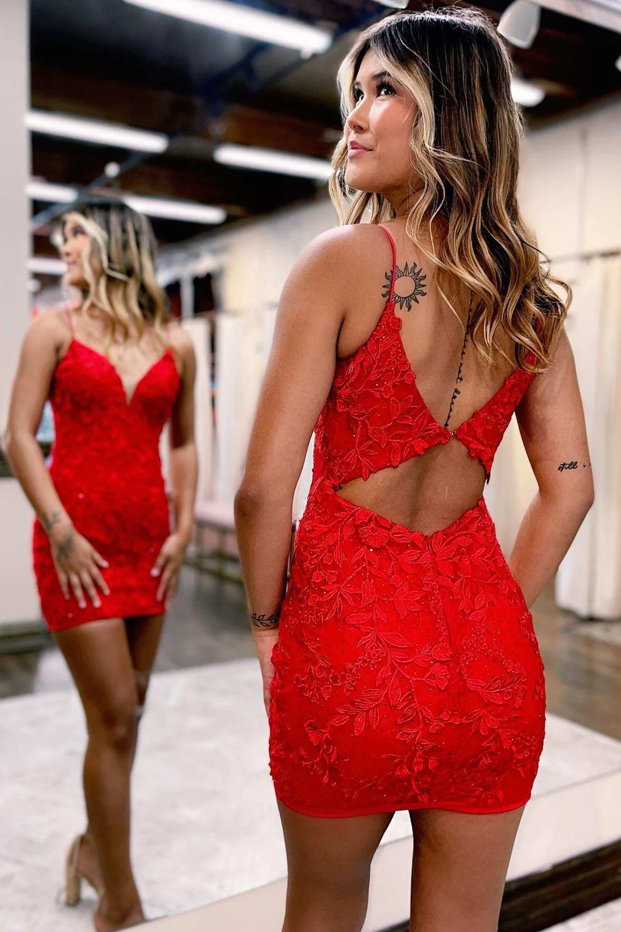Graceful Spaghetti Straps Sheath Short Homecoming Gown HM154