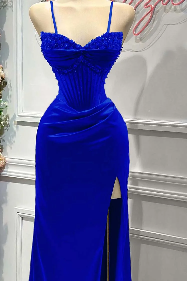 Stunning Beaded Burgundy Sweetheart Sheath Satin Prom Dress SP066