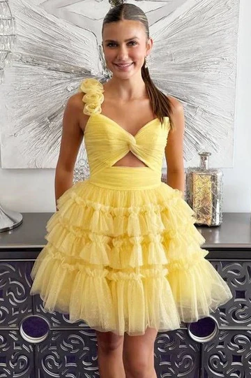 Charming One Shoulder A-Line Short Homecoming Dress HM135