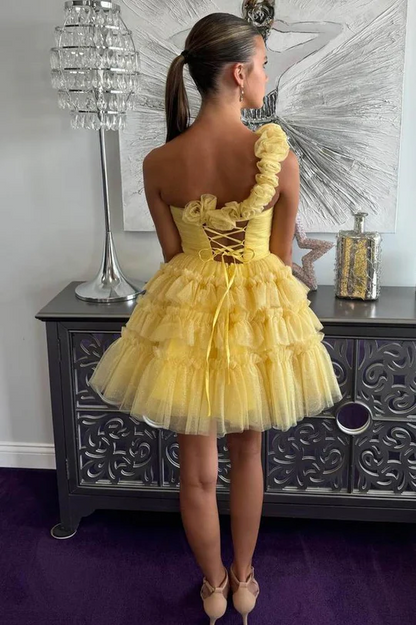 Charming One Shoulder A-Line Short Homecoming Dress HM135