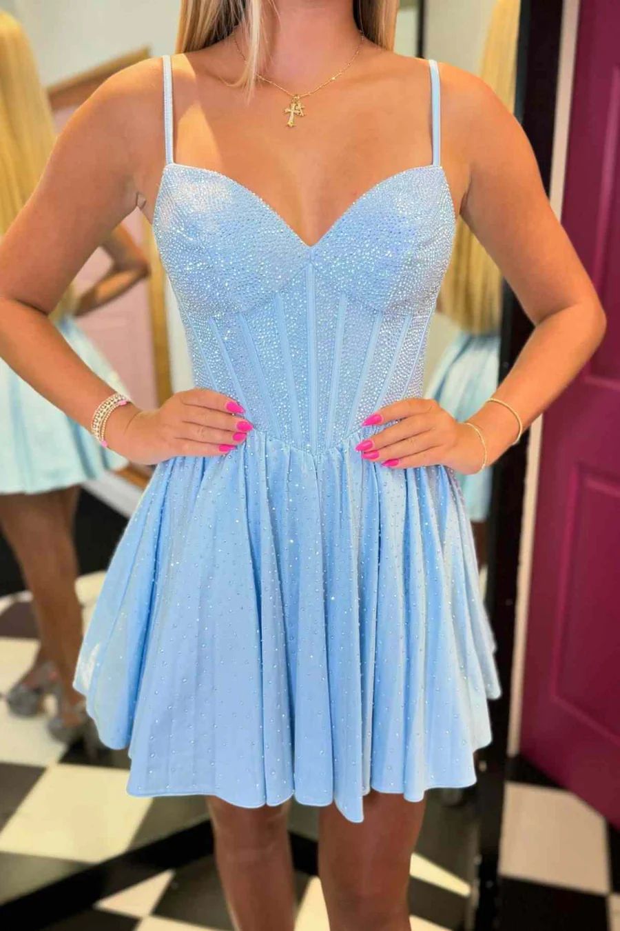 Elegant Blue Sweetheart A-Line Mini Homecoming Dress HM134