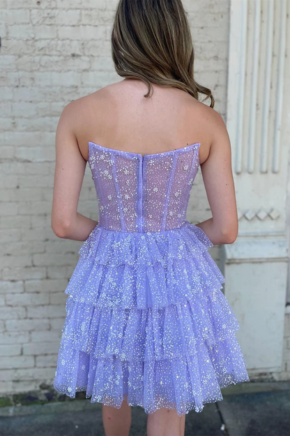 Tulle A-Line Strapless Short Homecoming Dress HM132
