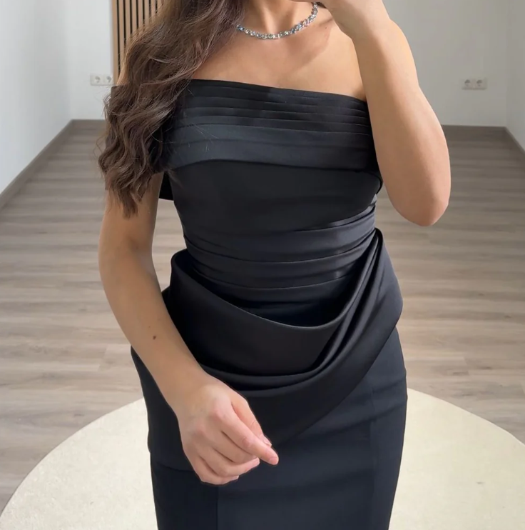 Simple White One Shoulder Mermaid Ruched Satin Prom Dress SP015