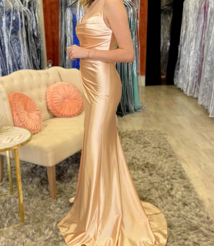 Classic Sweetheart Red Sheath Pleated Satin Prom Dress with Slit SP016