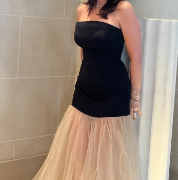 Graceful Splicing Black Tube Top Sleeveless Party Prom Dress SP026