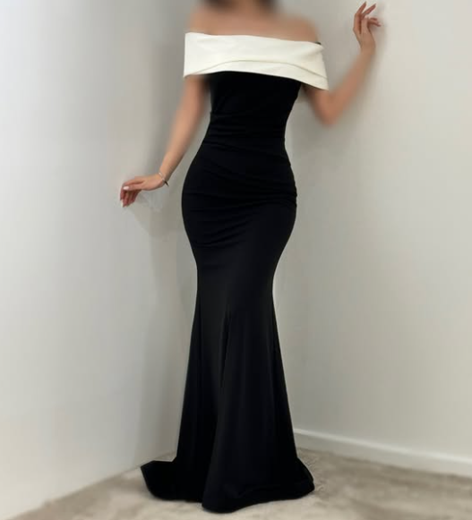 Simple Off-Shoulder White Sleeveless Mermaid Satin Prom Dress with Train SP078