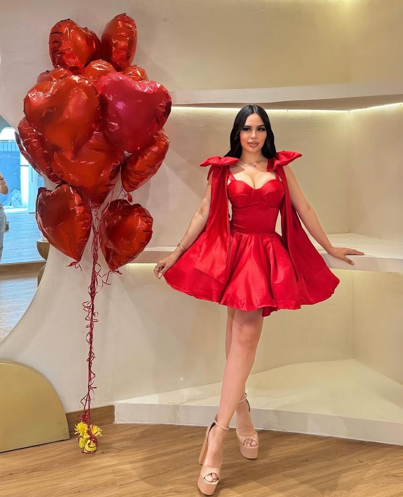 Glamorous Red A-Line Straps Satin Short Homecoming Dress with Bows HM026